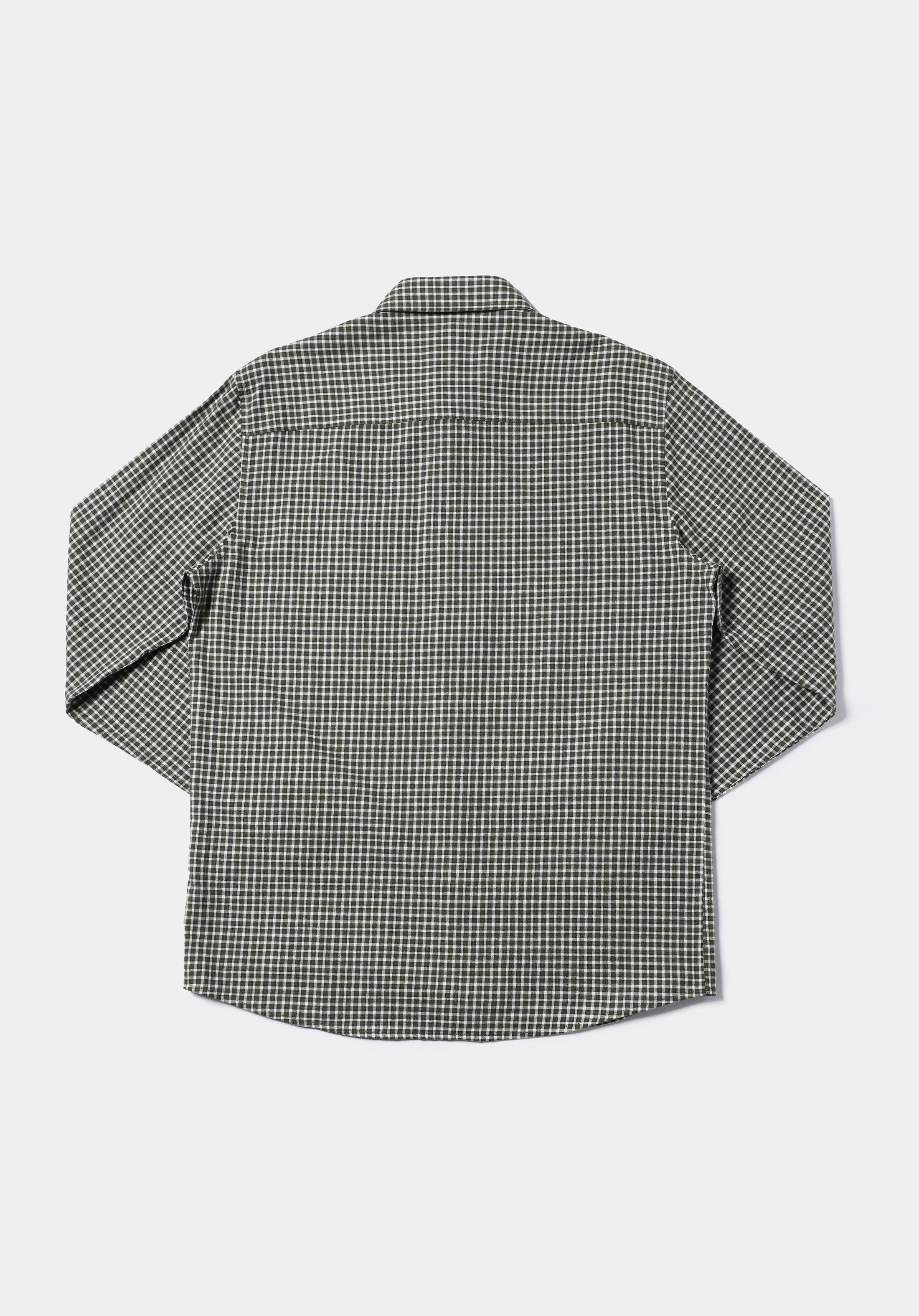 اعرض التفاصيل لـ قميص عادي رقبة متقلب رجالي أخضر كم طويل قميص