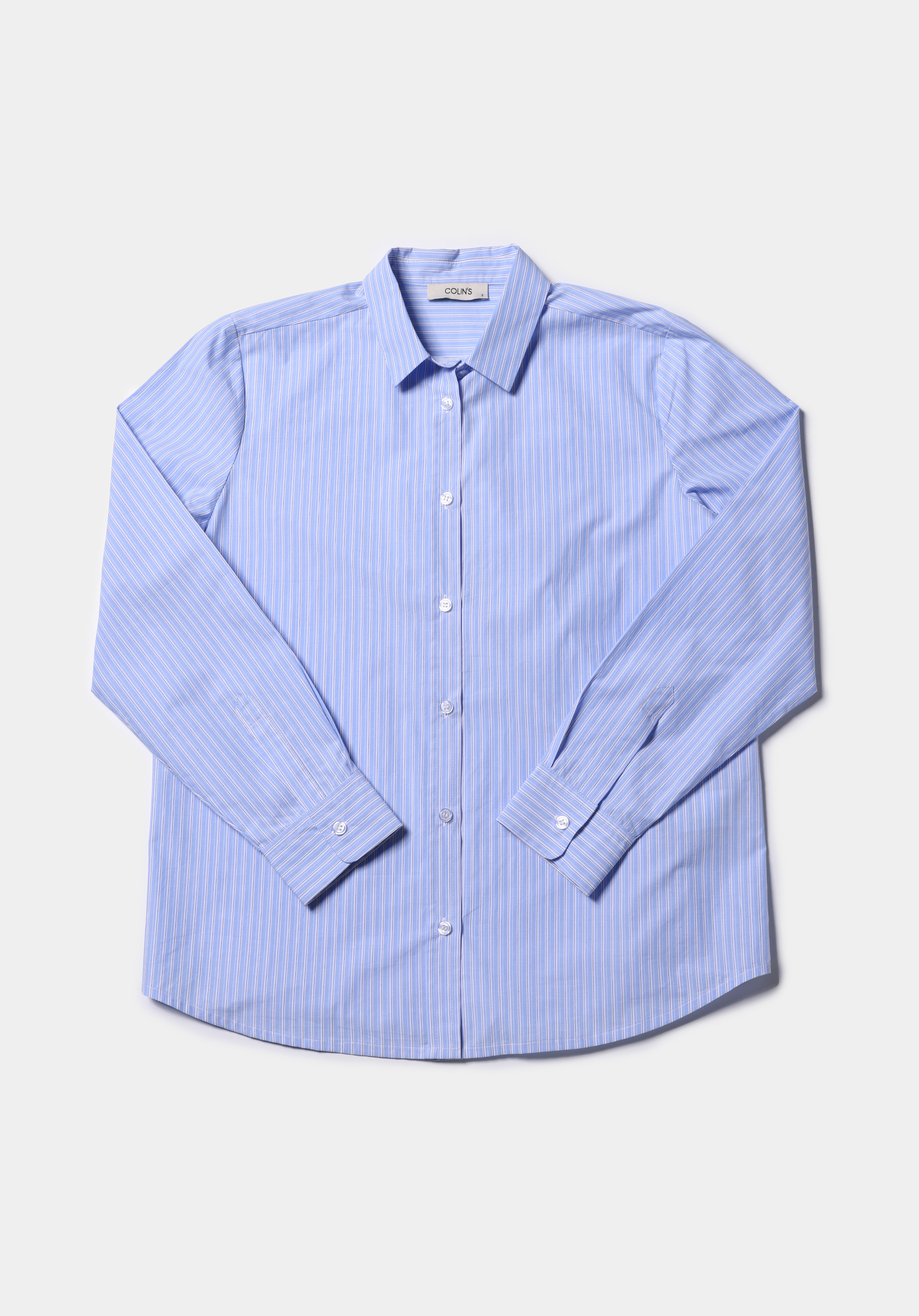 اعرض التفاصيل لـ أزرق للنساء قميص  كم طويل