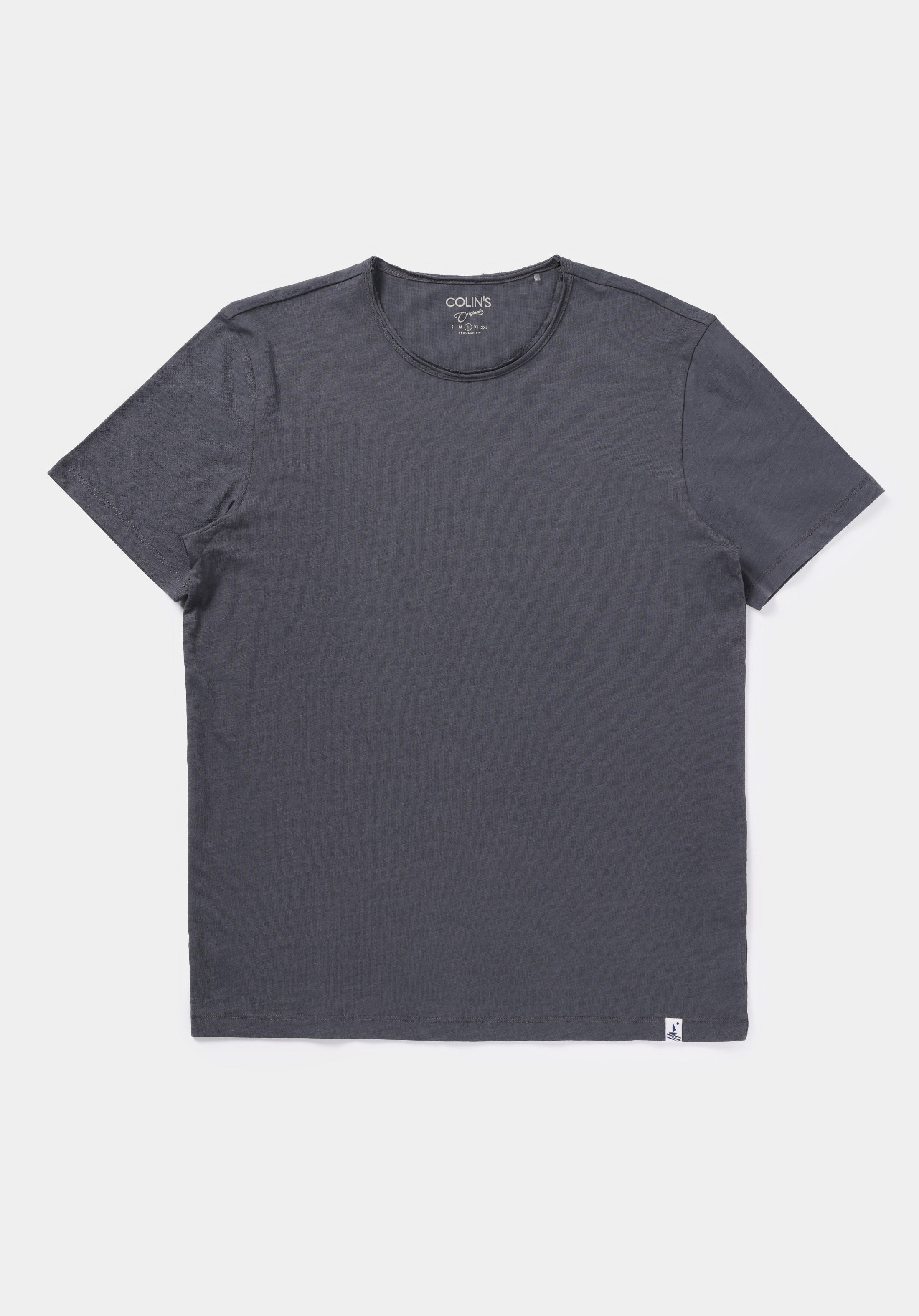 اعرض التفاصيل لـ   رقبة مستديرة مستقيم رجالي أنثراسايت كم قصير تي شيرت