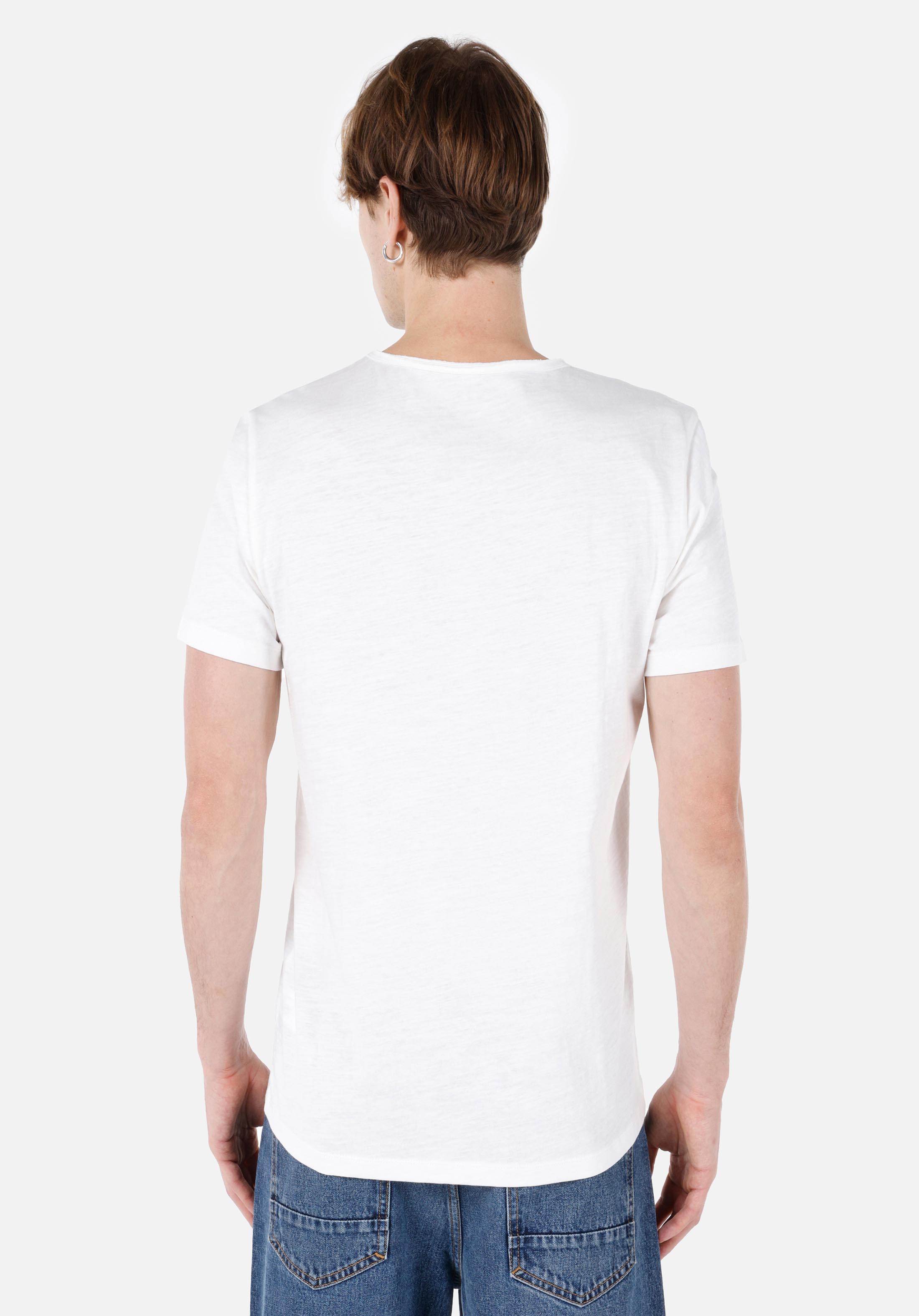 اعرض التفاصيل لـ   رقبة مستديرة مستقيم تي شيرت أبيض بأكمام قصيرة للرجال