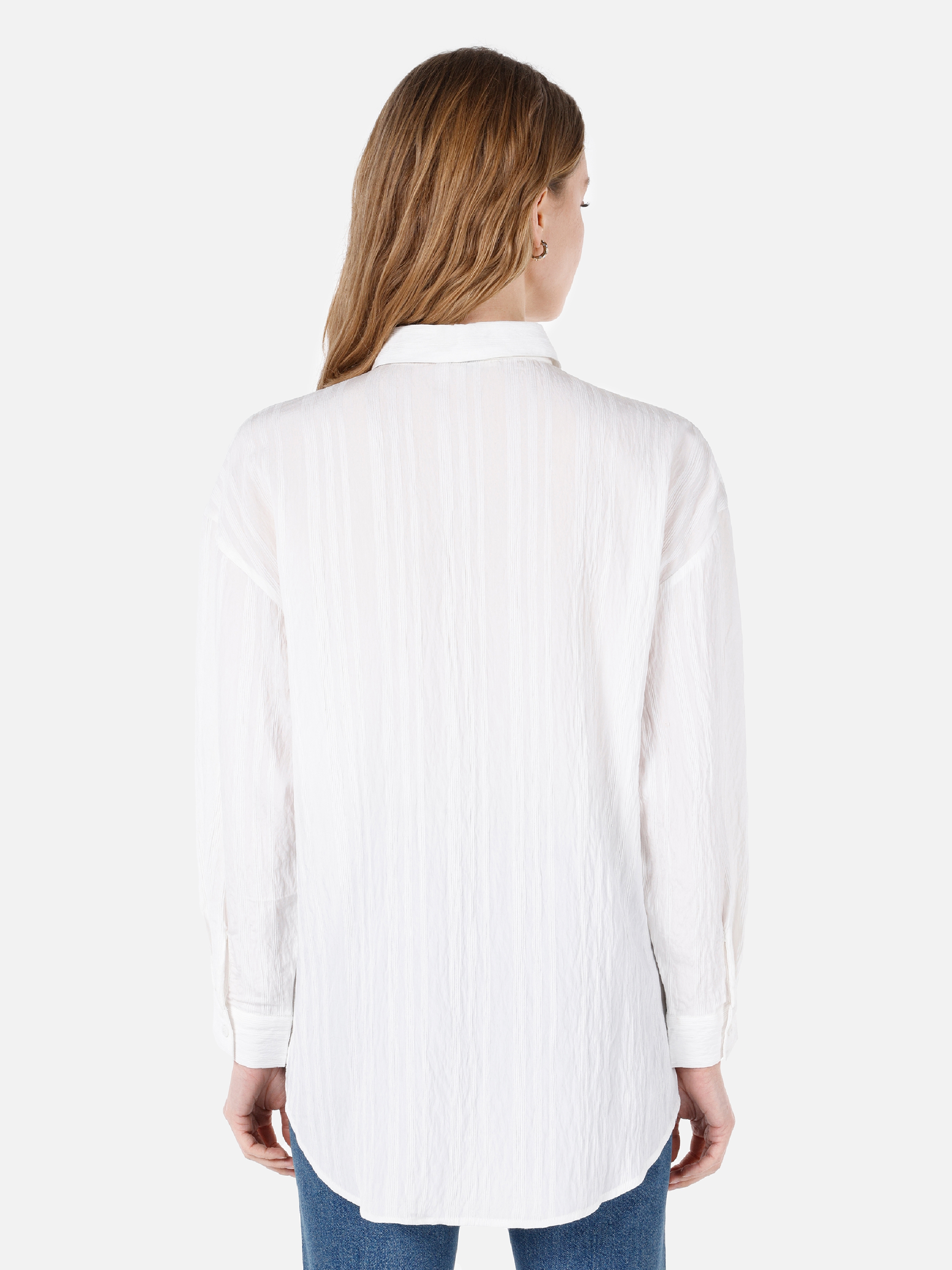 اعرض التفاصيل لـ أبيض للنساء قميص  كم طويل