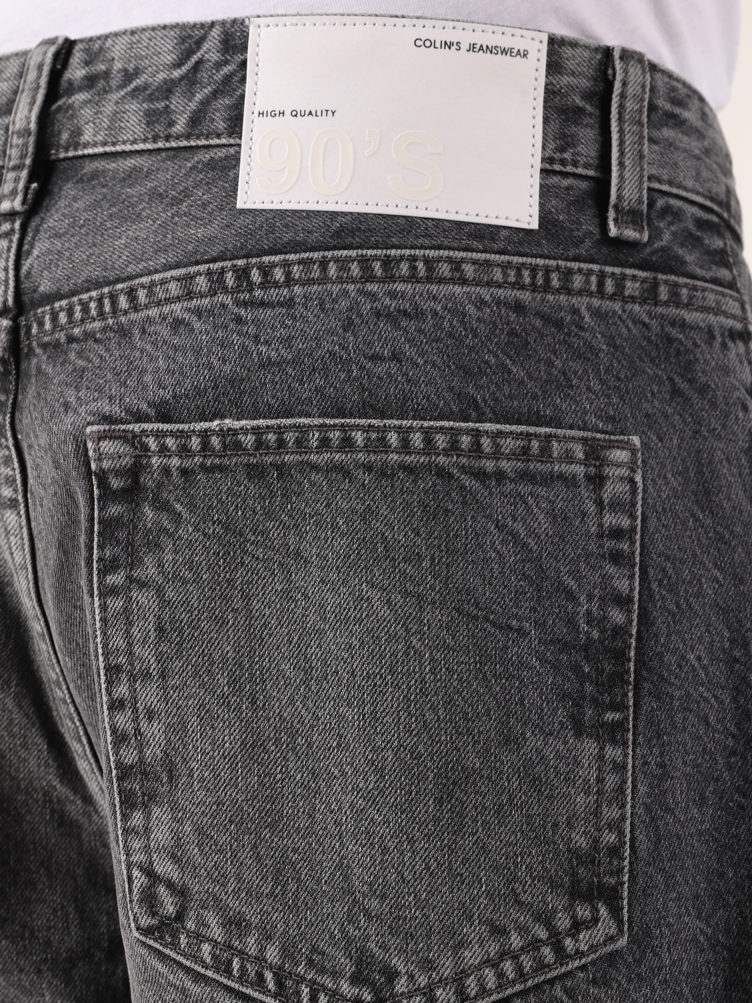 اعرض التفاصيل لـ 057 ميلاس بنطال جينز رجالي فضفاض ومريح باللون الرمادي