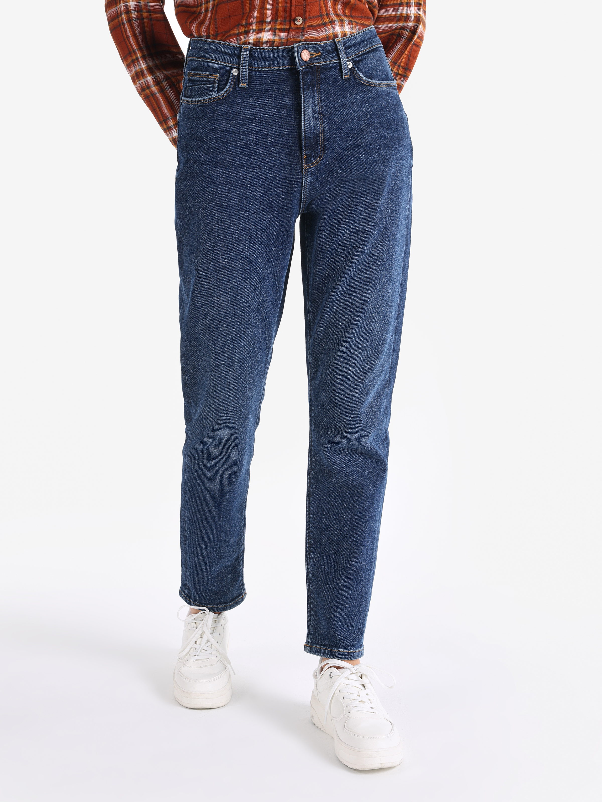 اعرض التفاصيل لـ 896 Marıa High Waist Comfortable Fit Straight Leg Blue Women's Jean Pants Cl1062317  