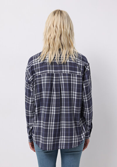 اعرض التفاصيل لـ أزرق بحري للنساء قميص  كم طويل