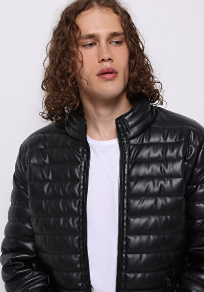 اعرض التفاصيل لـ أسود للرجال جاكيت جلد