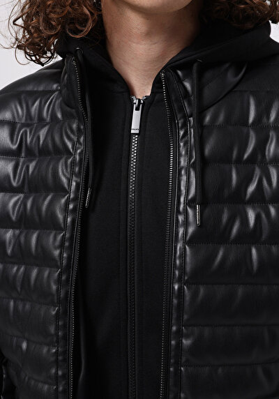 اعرض التفاصيل لـ أسود للرجال جاكيت جلد