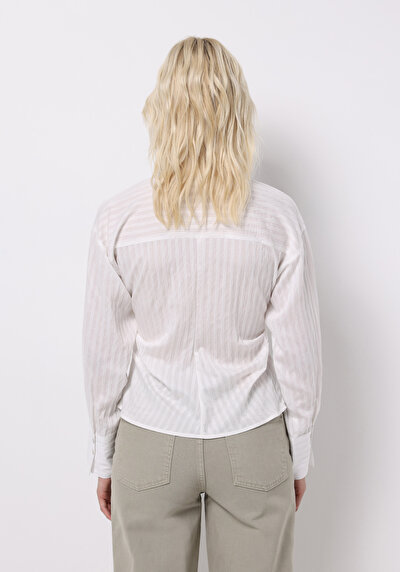 اعرض التفاصيل لـ أبيض للنساء قميص  كم طويل