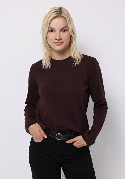 صورة من أرجواني للنساء تي شيرت كم طويل