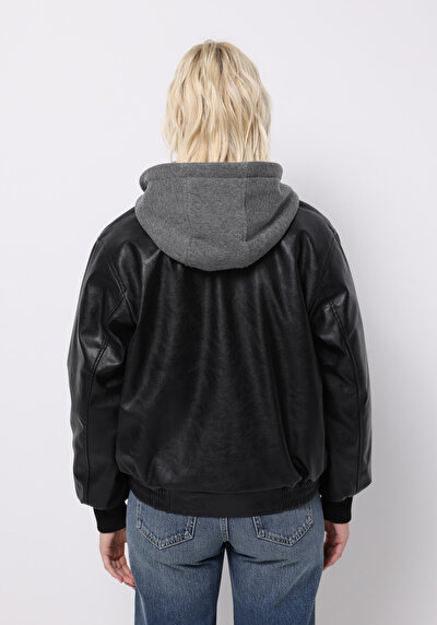 اعرض التفاصيل لـ أسود للنساء جاكيت جلد