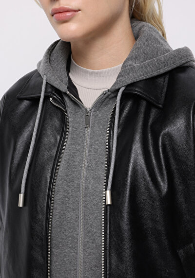 اعرض التفاصيل لـ أسود للنساء جاكيت جلد