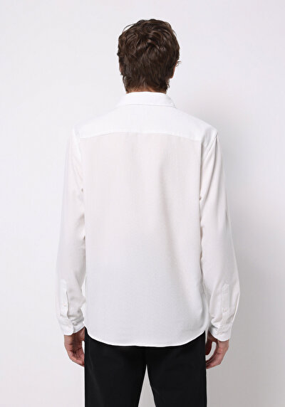 اعرض التفاصيل لـ أبيض للرجال قميص  كم طويل