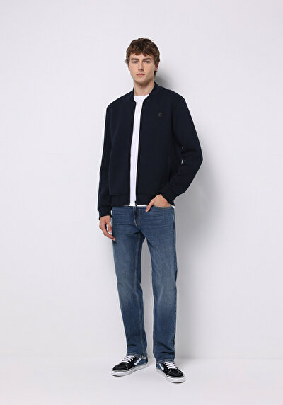 صورة من أزرق بحري للرجال جاكيت سترة