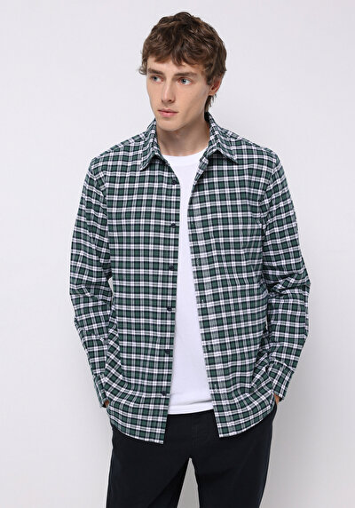 صورة من أخضر للرجال قميص  كم طويل