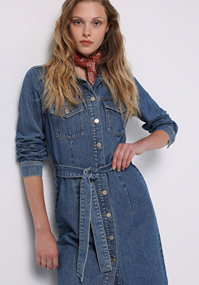 صورة من أزرق للنساء فستان