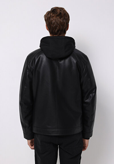 اعرض التفاصيل لـ أسود للرجال جاكيت جلد