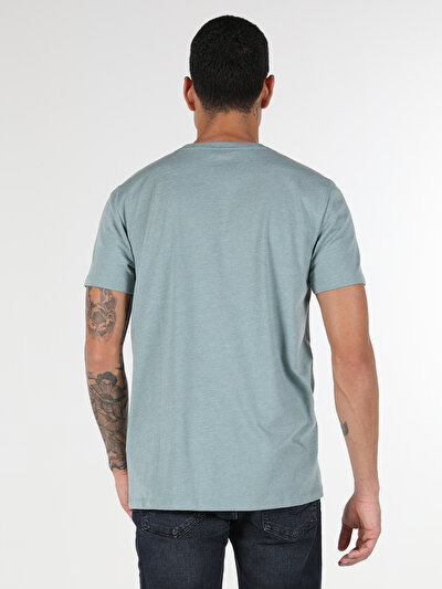 اعرض التفاصيل لـ   رقبة مستديرة مستقيم رجالي أخضر كم قصير تي شيرت