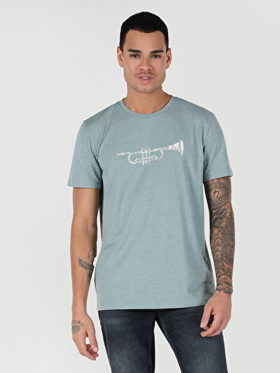 اعرض التفاصيل لـ   رقبة مستديرة مستقيم رجالي أخضر كم قصير تي شيرت