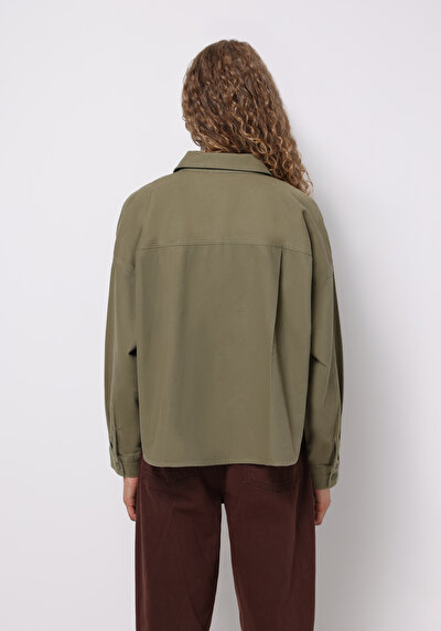 اعرض التفاصيل لـ كاكي للنساء قميص  كم طويل