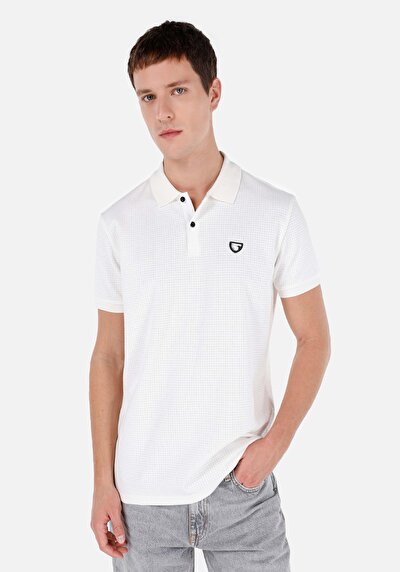 صورة من   بولو الرقبة مستقيم رجالي أبيض كم قصير تي شيرت