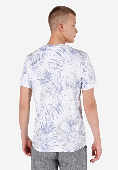 اعرض التفاصيل لـ   رقبة مستديرة مطبوعة رجالي أزرق كم قصير تي شيرت