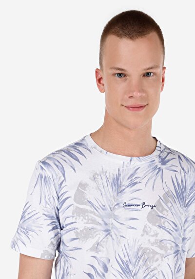 اعرض التفاصيل لـ   رقبة مستديرة مطبوعة رجالي أزرق كم قصير تي شيرت