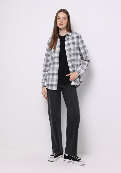 اعرض التفاصيل لـ رمادي للنساء قميص  كم طويل