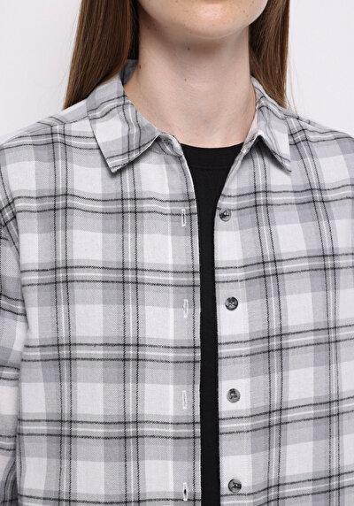 اعرض التفاصيل لـ رمادي للنساء قميص  كم طويل