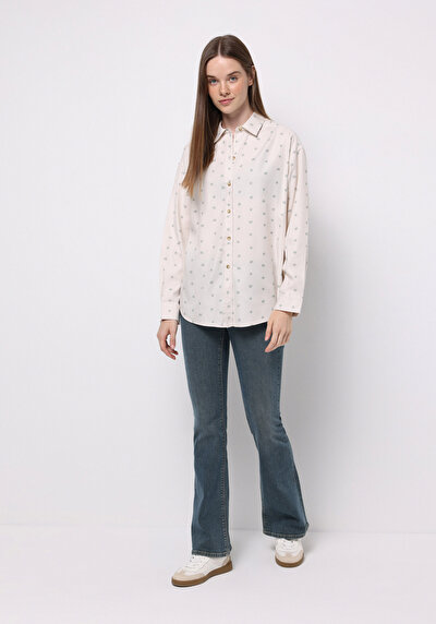 اعرض التفاصيل لـ بيج فاتح للنساء قميص  كم طويل