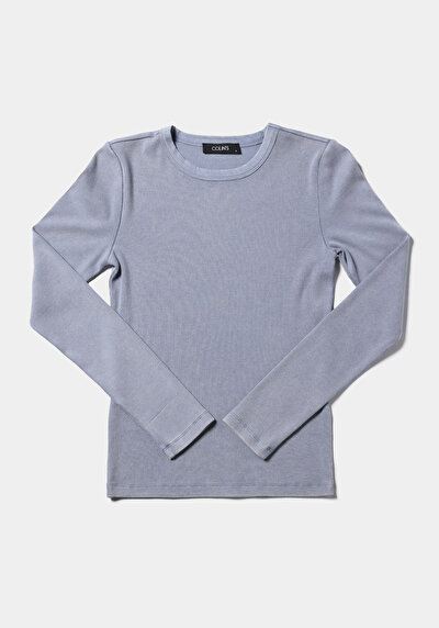 اعرض التفاصيل لـ أزرق للنساء تي شيرت كم طويل