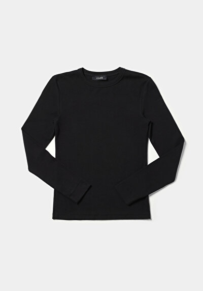 اعرض التفاصيل لـ أسود للنساء تي شيرت كم طويل