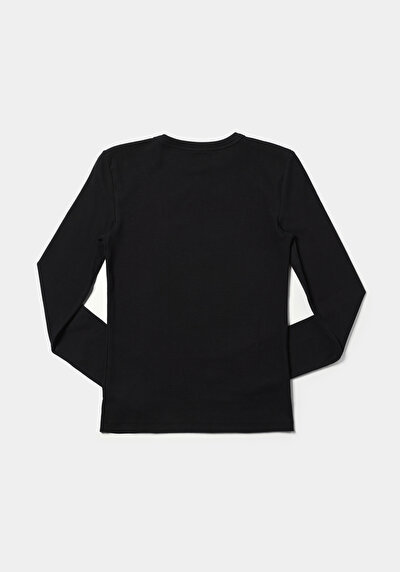 اعرض التفاصيل لـ أسود للنساء تي شيرت كم طويل