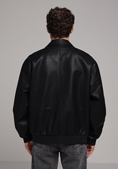 اعرض التفاصيل لـ أسود للرجال جاكيت جلد