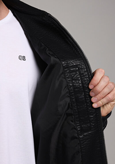 اعرض التفاصيل لـ أسود للرجال جاكيت جلد