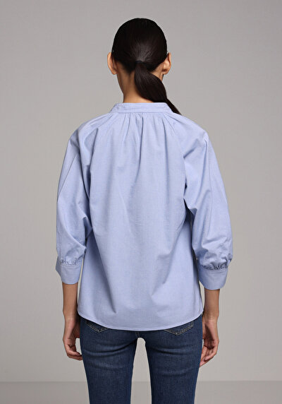 اعرض التفاصيل لـ أزرق للنساء بلوزة كم طويل