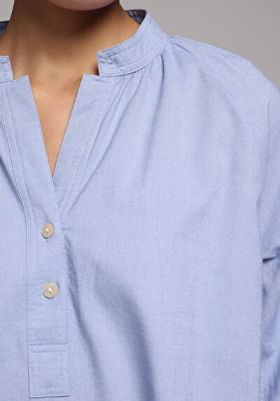 اعرض التفاصيل لـ أزرق للنساء بلوزة كم طويل