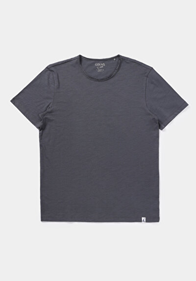 اعرض التفاصيل لـ   رقبة مستديرة مستقيم رجالي أنثراسايت كم قصير تي شيرت