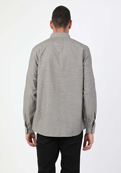 اعرض التفاصيل لـ كاكي للرجال قميص  كم طويل