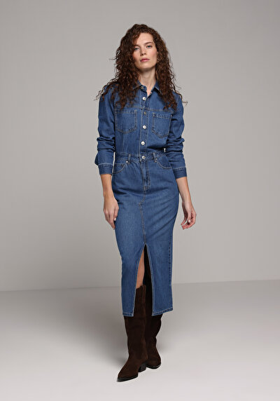 صورة من أزرق للنساء فستان