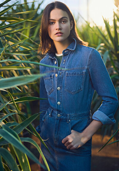 صورة من أزرق للنساء فستان