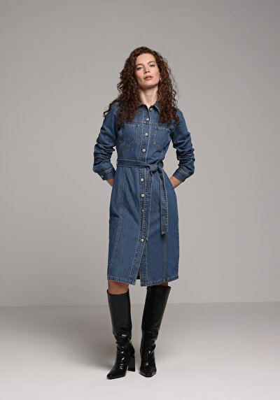 صورة من أزرق للنساء فستان