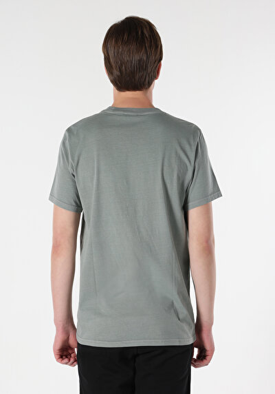 اعرض التفاصيل لـ   رقبة مستديرة مطبوعة رجالي رمادي كم قصير تي شيرت