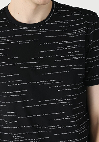 اعرض التفاصيل لـ   رقبة مستديرة مطبوعة رجالي أسود قصيرة الأكمام تي شيرت