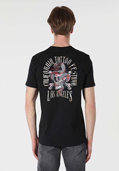 اعرض التفاصيل لـ عادي مقاس رقبة مستديرة مستقيم رجالي أسود كم قصير تي شيرت