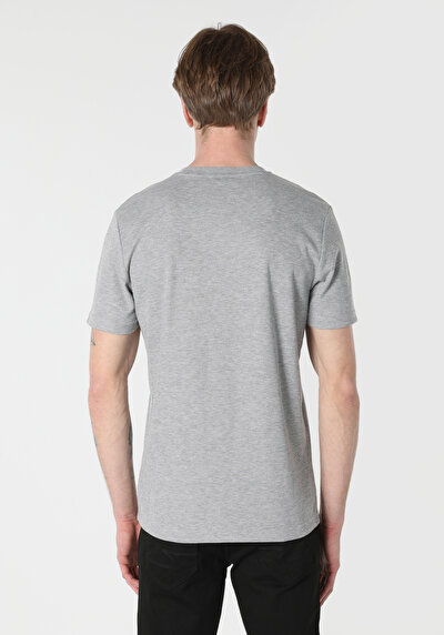 اعرض التفاصيل لـ عادي مقاس رقبة مستديرة جاكار رجالي رمادي كم قصير تي شيرت