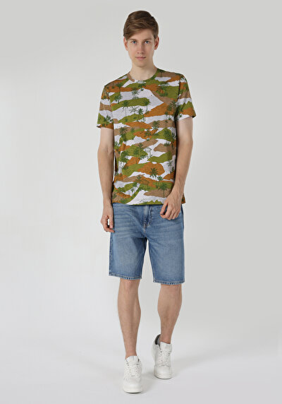 اعرض التفاصيل لـ   رقبة مستديرة مطبوعة رجالي متعدد الألوان كم قصير تي شيرت