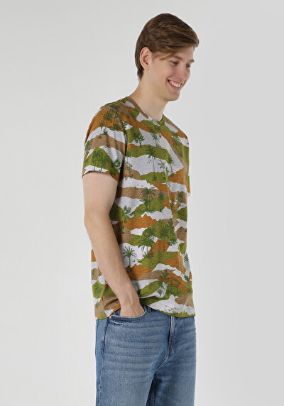 اعرض التفاصيل لـ   رقبة مستديرة مطبوعة رجالي متعدد الألوان كم قصير تي شيرت