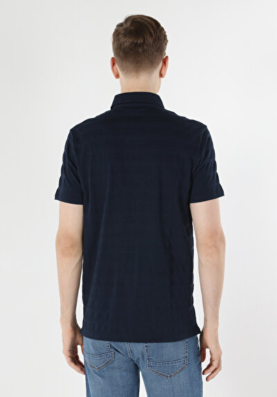 اعرض التفاصيل لـ عادي رقبة بولو جاكار رجالي أزرق كحلي كم قصير تي شيرت