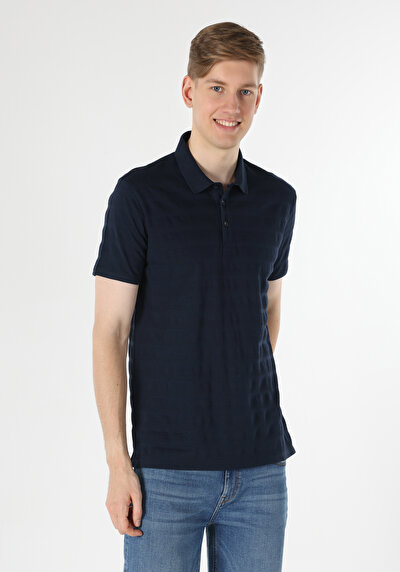 اعرض التفاصيل لـ عادي رقبة بولو جاكار رجالي أزرق كحلي كم قصير تي شيرت