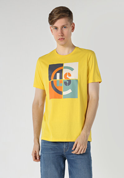 صورة من   رقبة مستديرة مستقيم رجالي ساري كم قصير تي شيرت