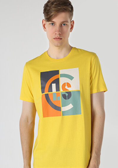 صورة من رقبة مستديرة مستقيم رجالي ساري كم قصير تي شيرت